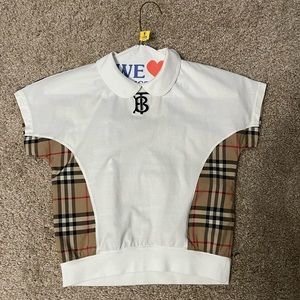 Burberry shirt sleeve girl deanne check panel blouse